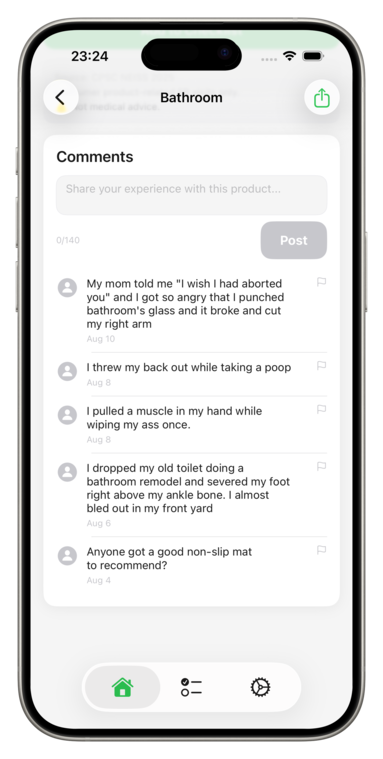 SafeCheck Home showing real user comments and community insights